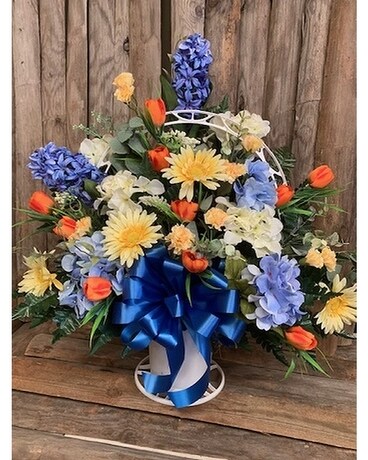 Funeral Basket - Blue & Yellow Custom product
