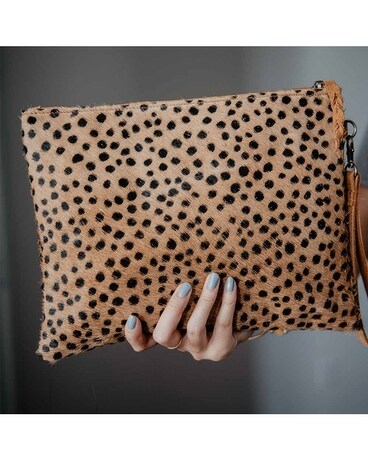 Brown/Black Polka Dot Leather Clutch Gifts