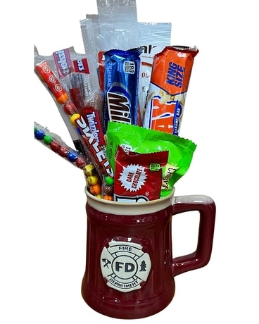 Fire Department Mug with Candy Gift Basket