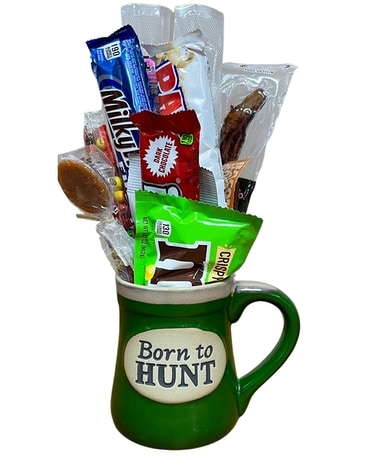 Born To Hunt Mug with Candy Gift Basket
