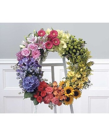 Rainbow Wreath Flower Arrangement