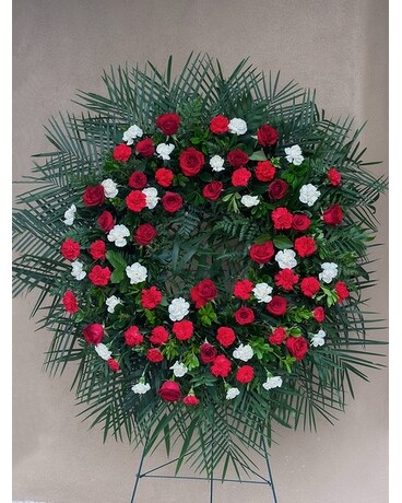 Radiant Red Wreath Flower Arrangement