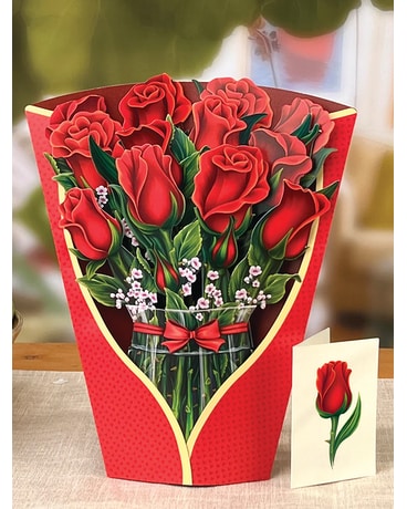 Red Roses - Greeting Card Flower Arrangement