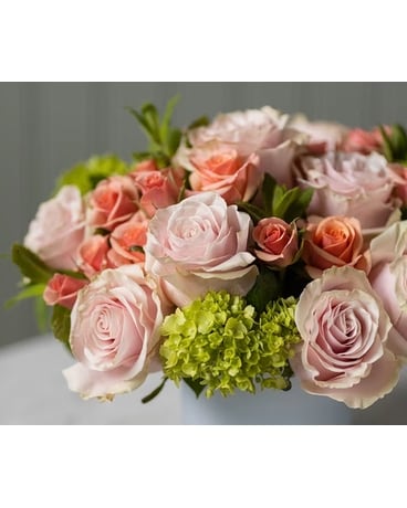 Pink Roses And Hydranga Flower Arrangement