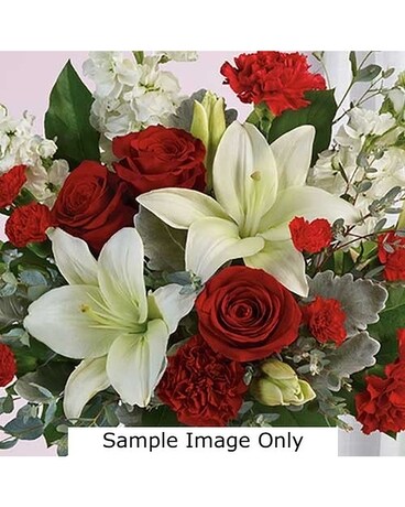 Designer's Choice Red & White Flower Arrangement