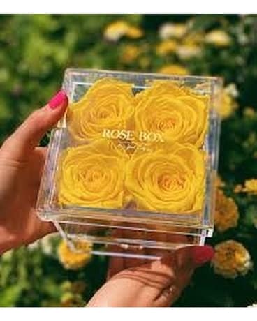 Yellow Luxury Acrylic Box Flower Arrangement