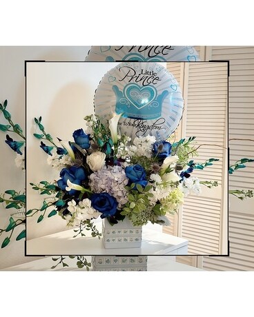 Sweet Baby Boy Flower Arrangement