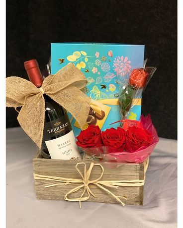Celebration Gift Basket with Red Wine Gift Basket