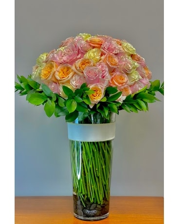 Blushing Roses - 4 dozen Flower Arrangement