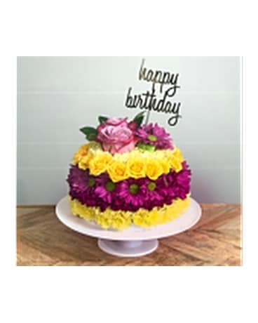 Happy Birthday Floral Cake Flower Arrangement