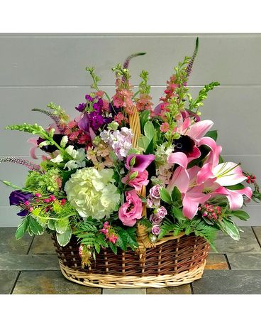 Spring Color Basket Basket Arrangement