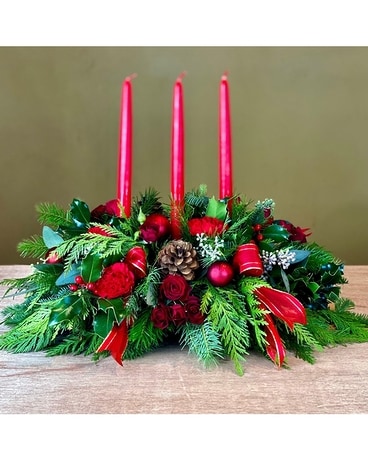 Yuletide Glow Centerpiece Flower Arrangement