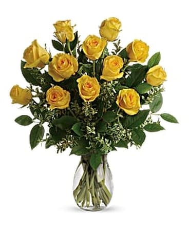 A Dozen Yellow Roses Flower Arrangement