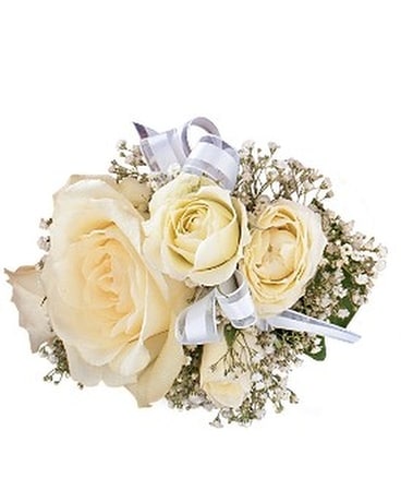 White Ice Roses Wristlet Corsage