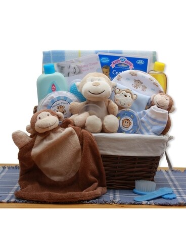 Little Monkey Blue Gift Basket