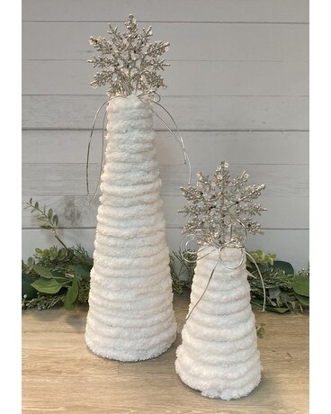 White Yarn Trees Snowflake Topper Gifts
