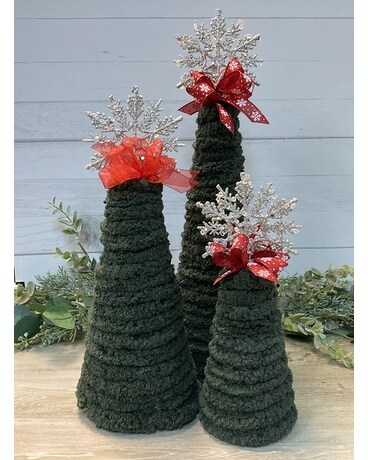 Green Yarn Trees Snowflake Topper Gifts