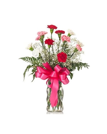 Buds and Blooms Dozen Carnations Flower Arrangement