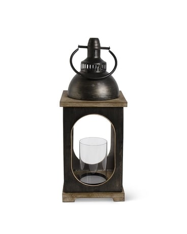 WOODEN OPEN LANTERN WITH GLASS HURRICAN Custom product
