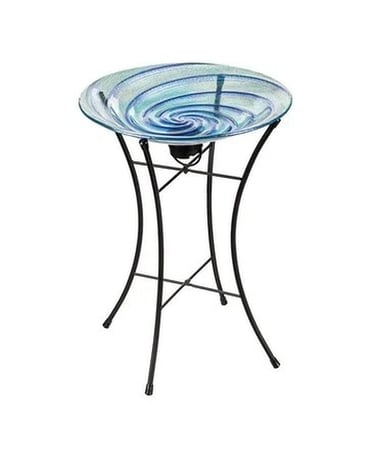 BLUE SWIRL SOLAR BIRD BATH WITH STAND Custom product