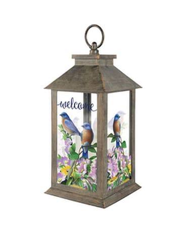 WELCOME LANTERN WITH BLUE BIRDS Custom product