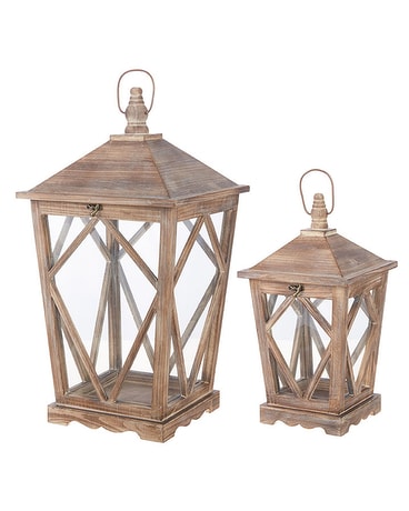 DECORATIVE WOOD & GLASS LANTERN Custom product