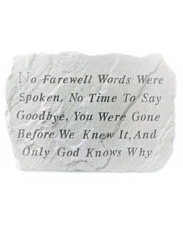 NO FAREWELL WORDS CEMENT DECORATIVE STONE Custom product