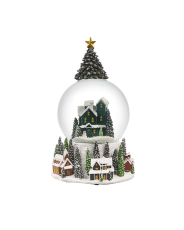 RESIN HOUSE WATER GLOBE WITH TREE ON TOP Custom product
