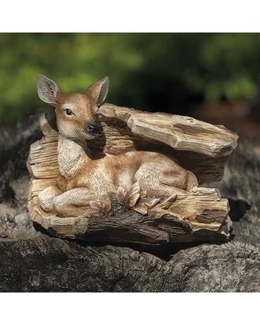 FAWN IN TIMBER LOG STATUE Custom product