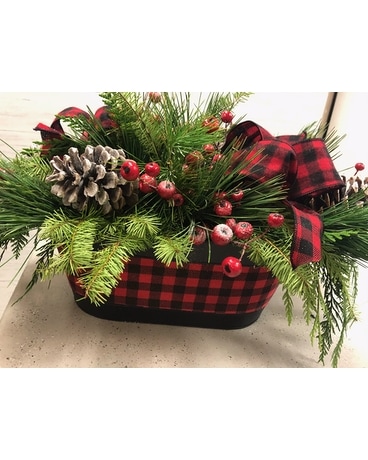 Festive Christmas tin Flower Arrangement