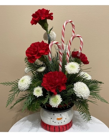 Holly Jolly Snowman Flower Arrangement