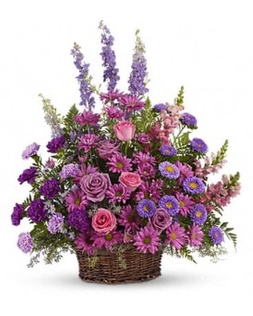 Gracious Lavender Basket Flower Arrangement