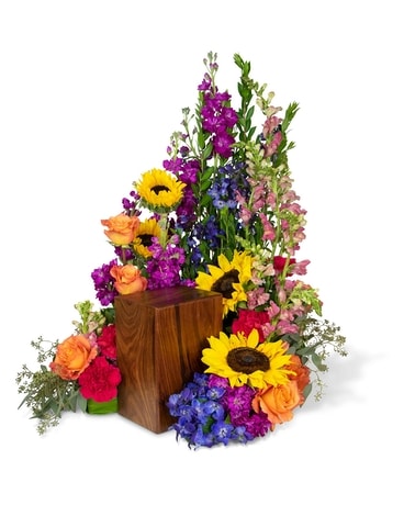 Prismatic Rays Surround Flower Arrangement