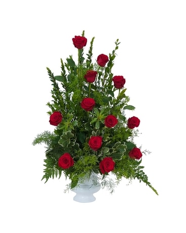 Royal Dozen Rose Urn Flower Arrangement
