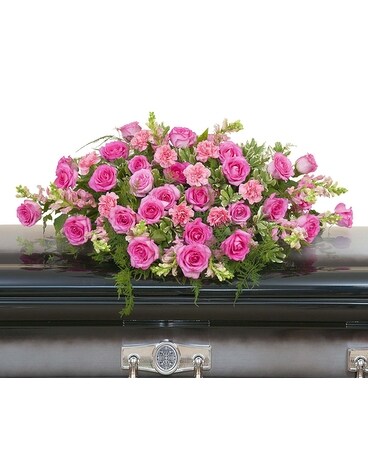 Peaceful Pink Casket Spray Flower Arrangement