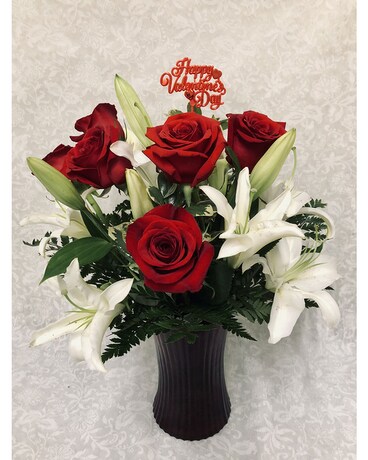 Roses and Lilies Flower Arrangement
