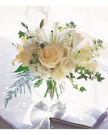 White Roses & Lilies - by Ollie's Flowers Inc. Flower Arrangement