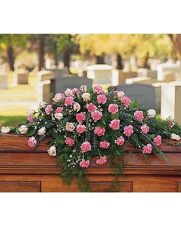 Heavenly Pink Casket Spray - by Ollie's Flowers In Flower Arrangement