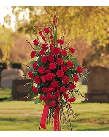 Red Regards Spray - by Ollie's Flowers Inc. Flower Arrangement