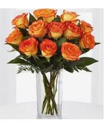 Dozen Orange Roses Flower Arrangement