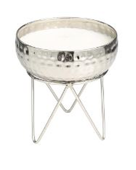 Metal Candle Bowl Silver on Stand 