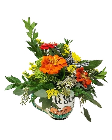 Coffee Mug with Flower Arrangement Flower Arrangement
