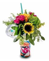 32oz Cup Arrangement (as shown) size,  inches height and  inches wide.