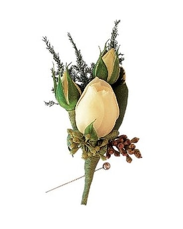 White Spray Rose Boutonniere Custom product