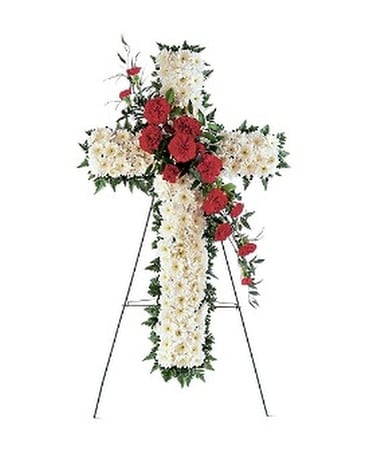 Hope And Honor Cross Flower Arrangement