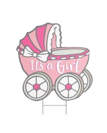 Rock N Stroller Girl Carriage Yard Stake Flower Arrangement