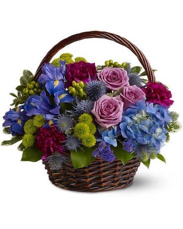 Twilight Garden Basket Flower Arrangement