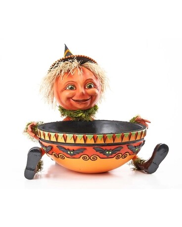 Pumpkin Candy Bowl Flower Arrangement