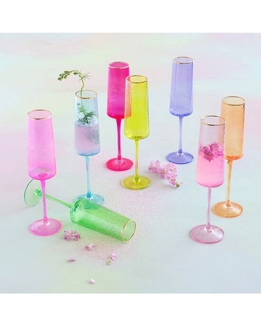 Glitterville Rainbow Champagne Flute Set of 8 Custom product
