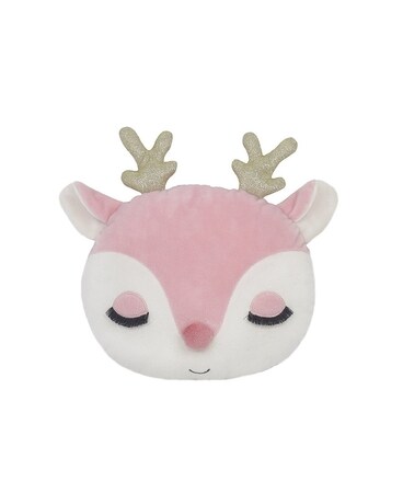 Mon Ami Reindeer Pillow Pink Flower Arrangement